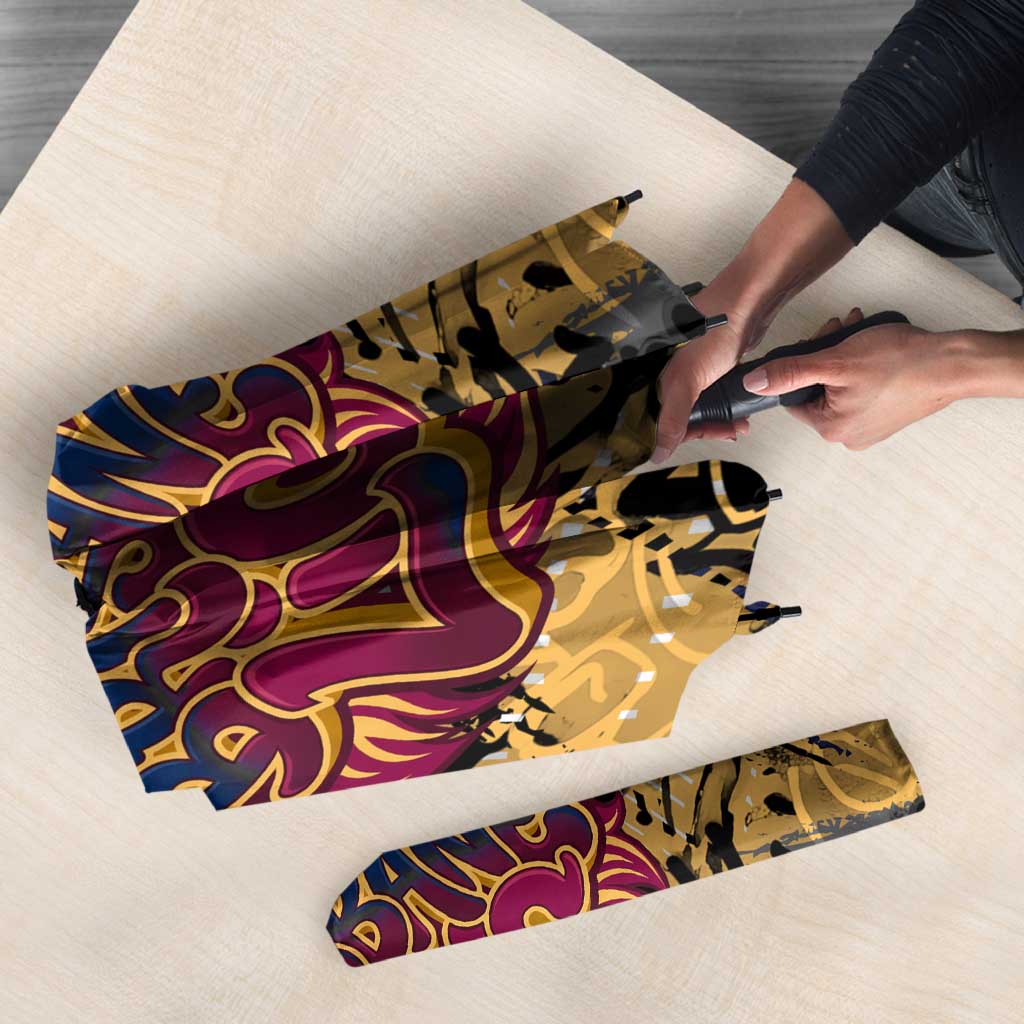 Brisbane Lions Umbrella Urban Graffiti Street Art - Bold Abstract Spray Paint