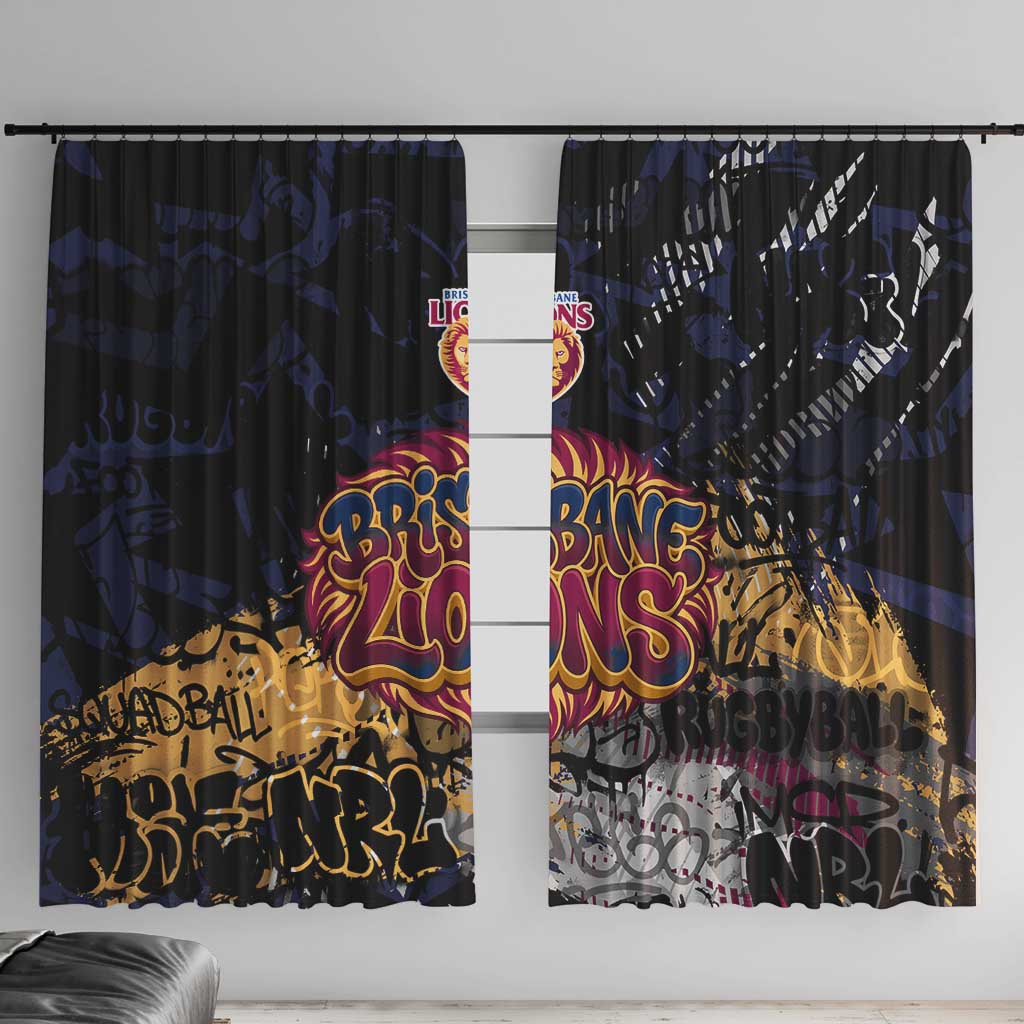 Brisbane Lions Window Curtain Urban Graffiti Street Art - Bold Abstract Spray Paint