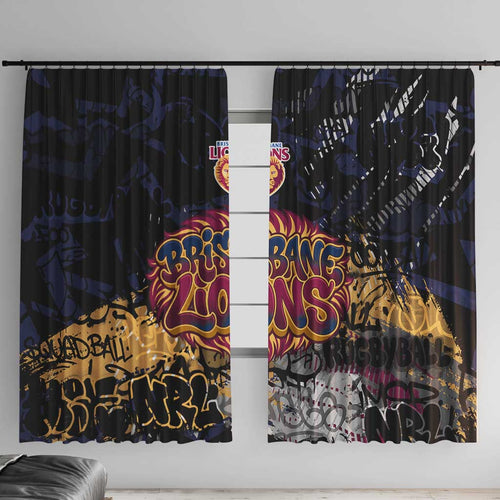 Brisbane Lions Window Curtain Urban Graffiti Street Art - Bold Abstract Spray Paint
