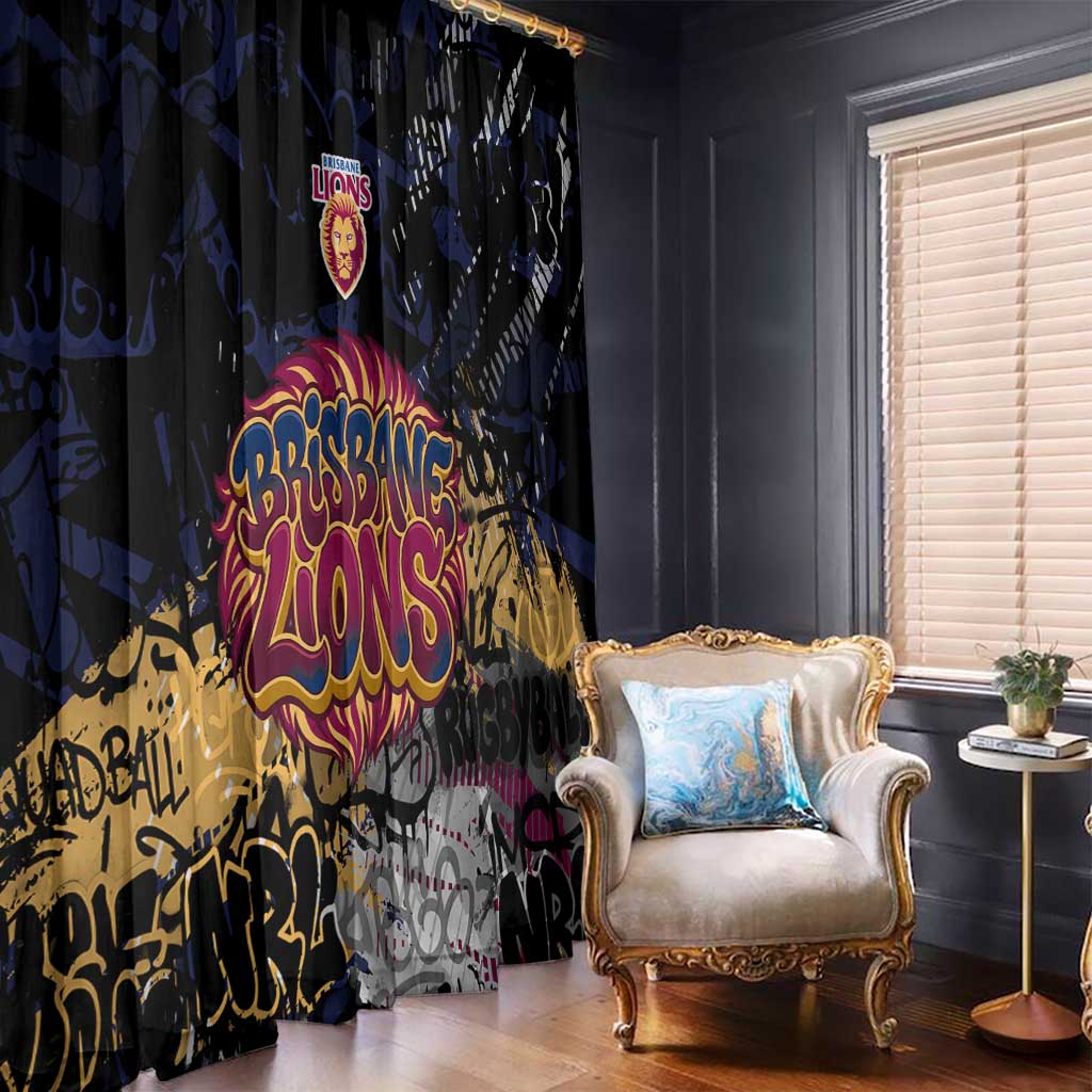 Brisbane Lions Window Curtain Urban Graffiti Street Art - Bold Abstract Spray Paint