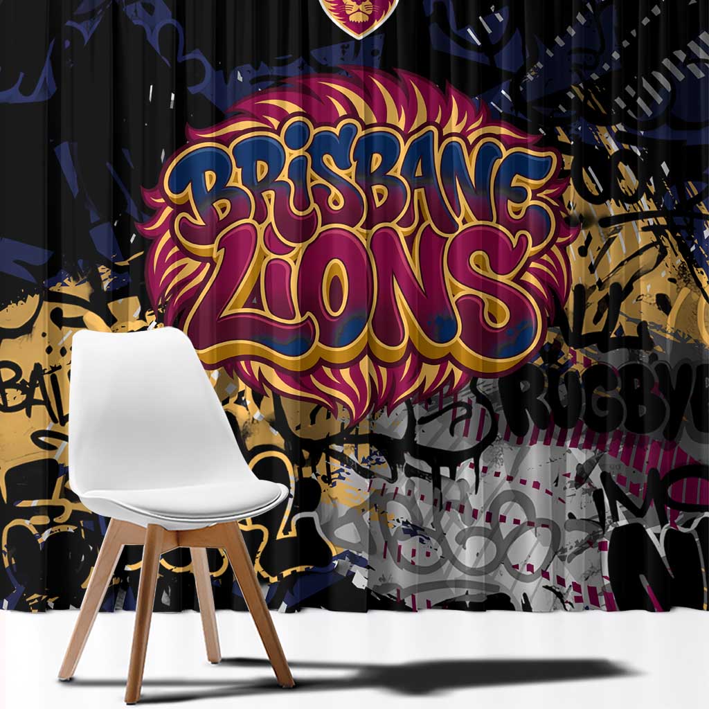 Brisbane Lions Window Curtain Urban Graffiti Street Art - Bold Abstract Spray Paint