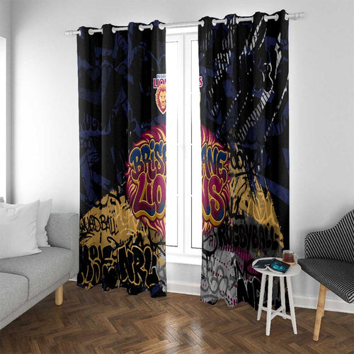 Brisbane Lions Window Curtain Urban Graffiti Street Art - Bold Abstract Spray Paint