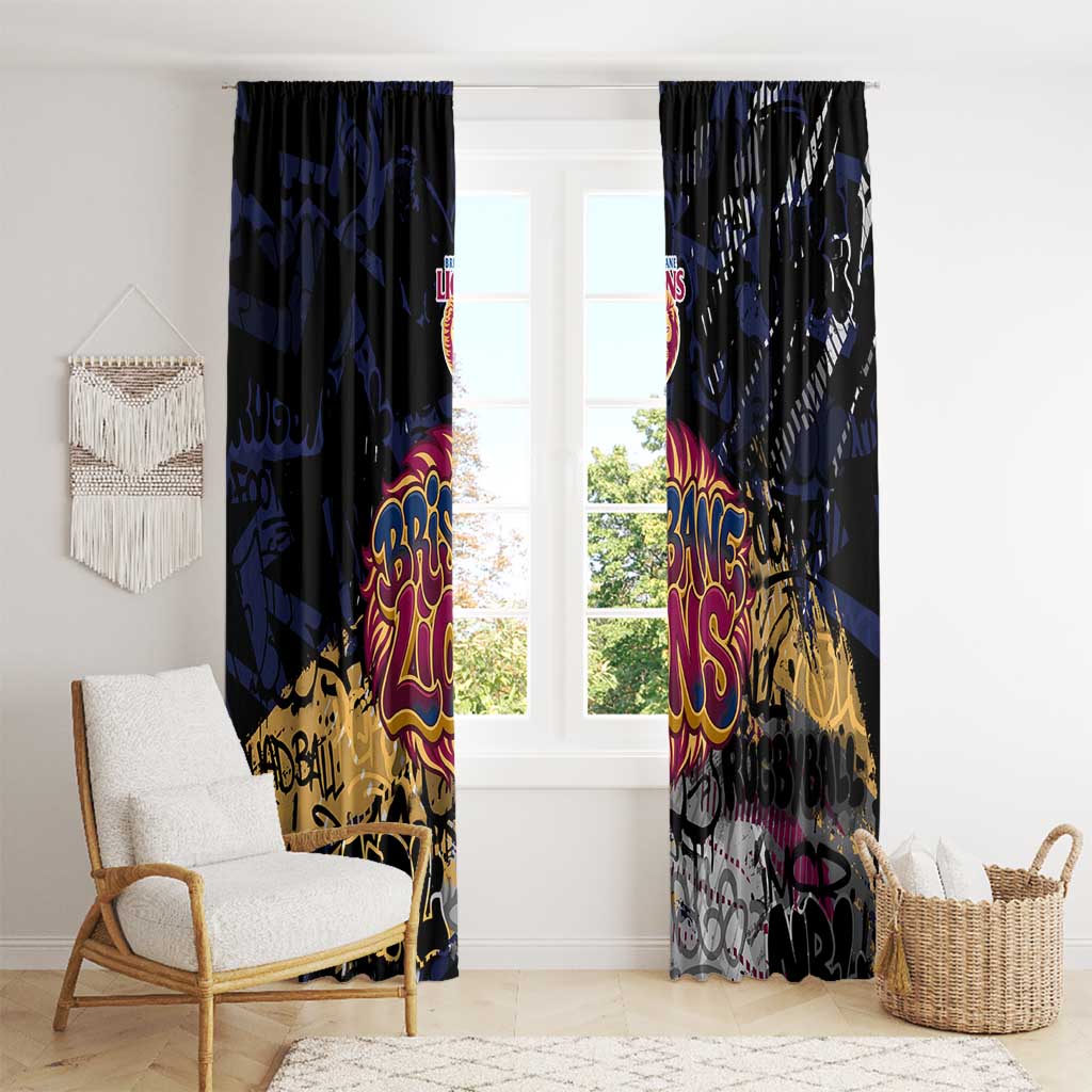 Brisbane Lions Window Curtain Urban Graffiti Street Art - Bold Abstract Spray Paint