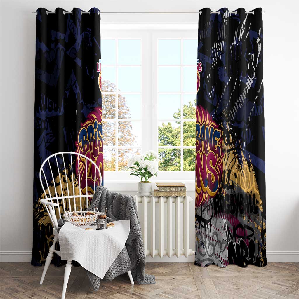 Brisbane Lions Window Curtain Urban Graffiti Street Art - Bold Abstract Spray Paint