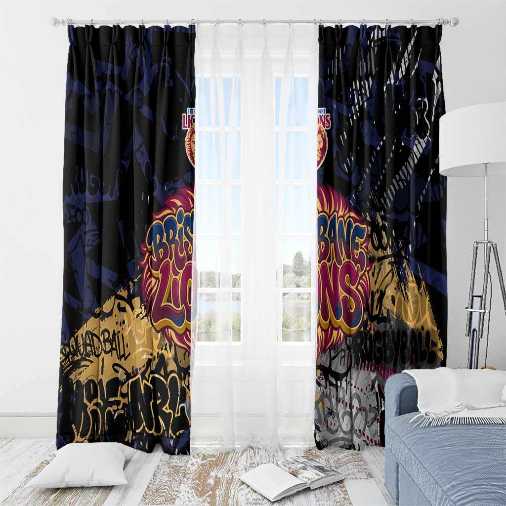 Brisbane Lions Window Curtain Urban Graffiti Street Art - Bold Abstract Spray Paint