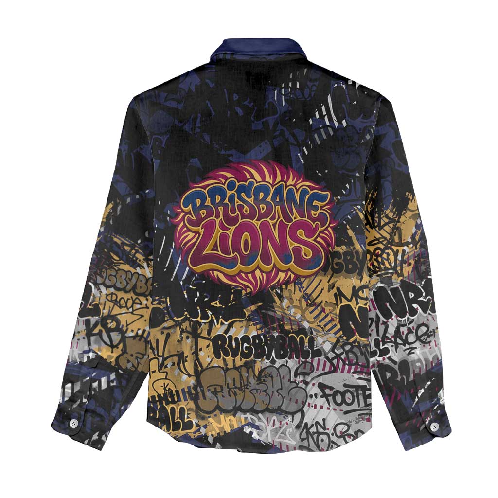 Brisbane Lions Women Casual Shirt Urban Graffiti Street Art - Bold Abstract Spray Paint