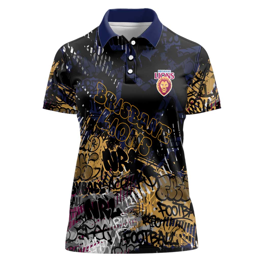 Brisbane Lions Women Polo Shirt Urban Graffiti Street Art - Bold Abstract Spray Paint