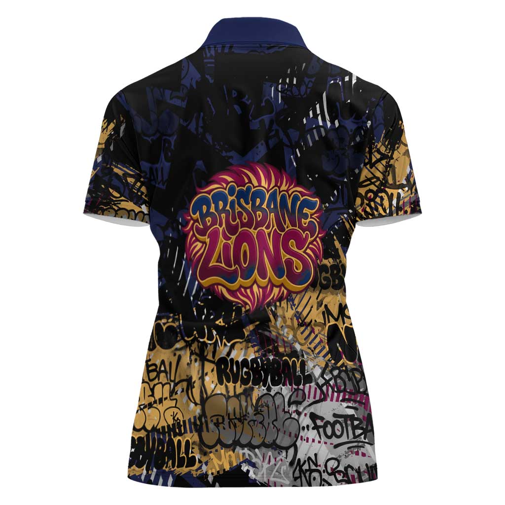 Brisbane Lions Women Polo Shirt Urban Graffiti Street Art - Bold Abstract Spray Paint