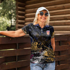Brisbane Lions Women Polo Shirt Urban Graffiti Street Art - Bold Abstract Spray Paint