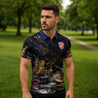 Brisbane Lions Zipper Polo Shirt Urban Graffiti Street Art - Bold Abstract Spray Paint