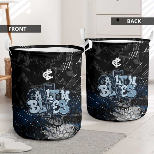Carlton Blues Laundry Basket Urban Graffiti Street Art - Bold Abstract Spray Paint