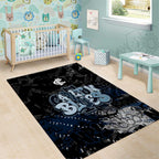 Carlton Blues Area Rug Urban Graffiti Street Art - Bold Abstract Spray Paint