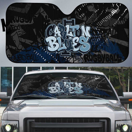 Carlton Blues Auto Sun Shade Urban Graffiti Street Art - Bold Abstract Spray Paint