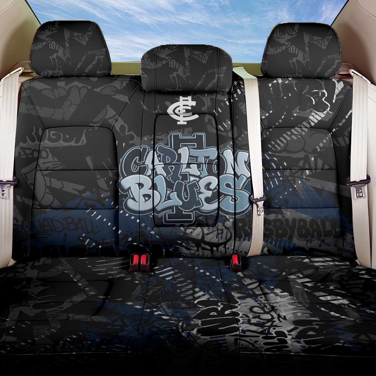 Carlton Blues Back Car Seat Cover Urban Graffiti Street Art - Bold Abstract Spray Paint