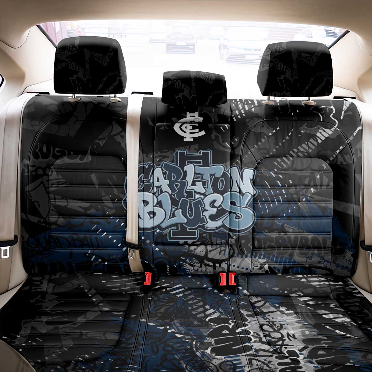 Carlton Blues Back Car Seat Cover Urban Graffiti Street Art - Bold Abstract Spray Paint
