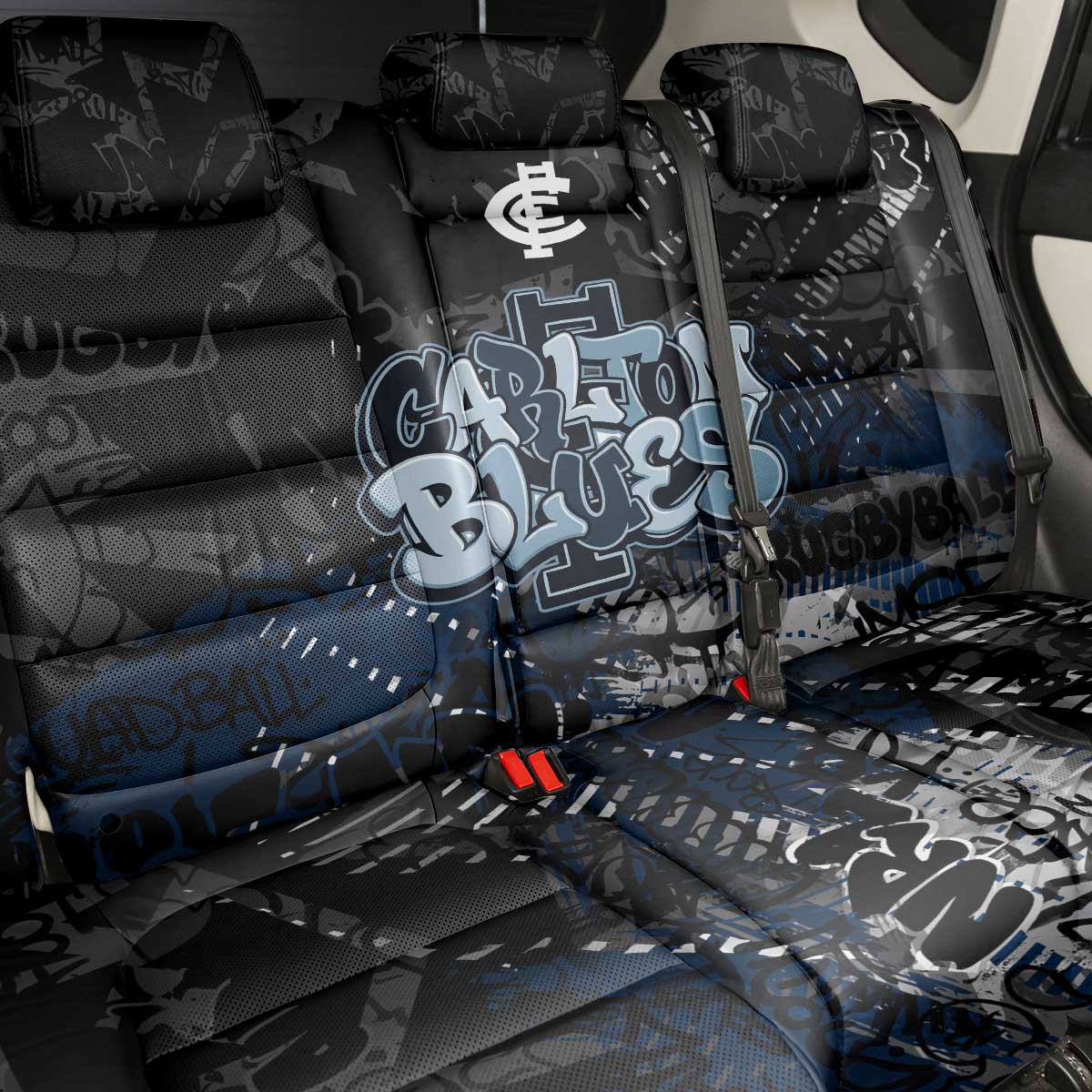 Carlton Blues Back Car Seat Cover Urban Graffiti Street Art - Bold Abstract Spray Paint