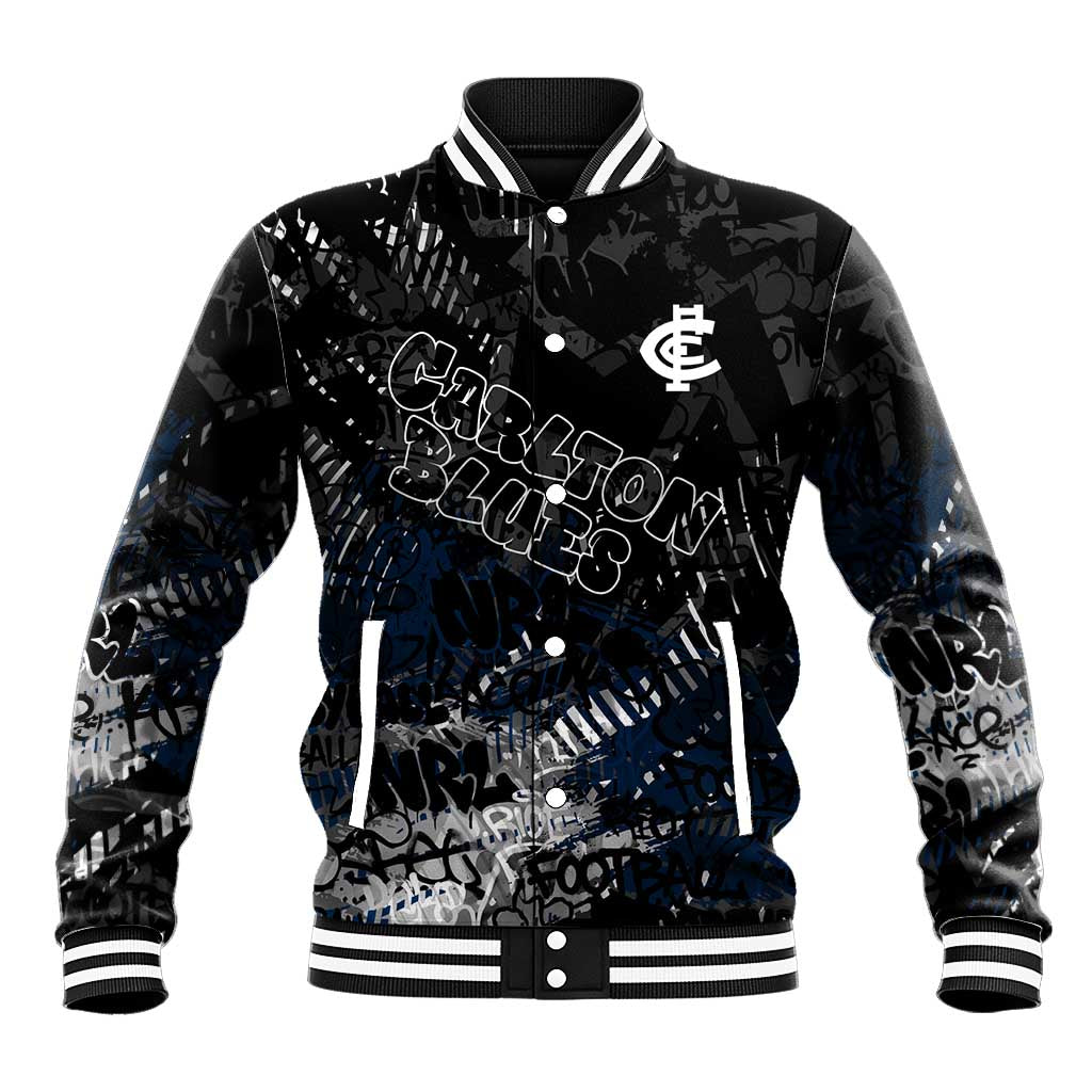 Carlton Blues Baseball Jacket Urban Graffiti Street Art - Bold Abstract Spray Paint