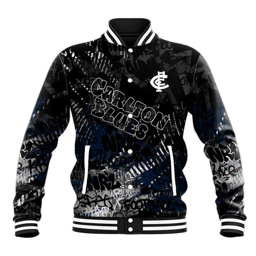 Carlton Blues Baseball Jacket Urban Graffiti Street Art - Bold Abstract Spray Paint