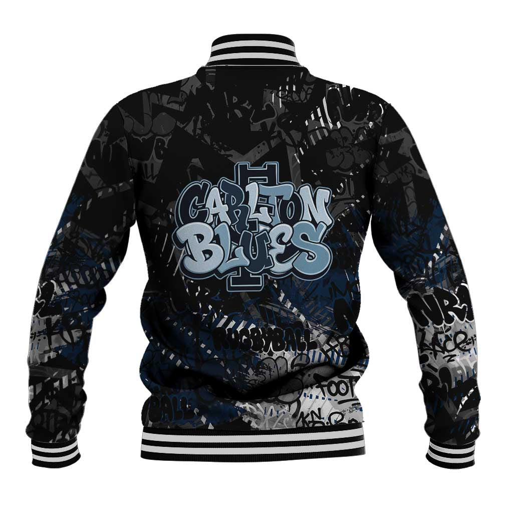 Carlton Blues Baseball Jacket Urban Graffiti Street Art - Bold Abstract Spray Paint