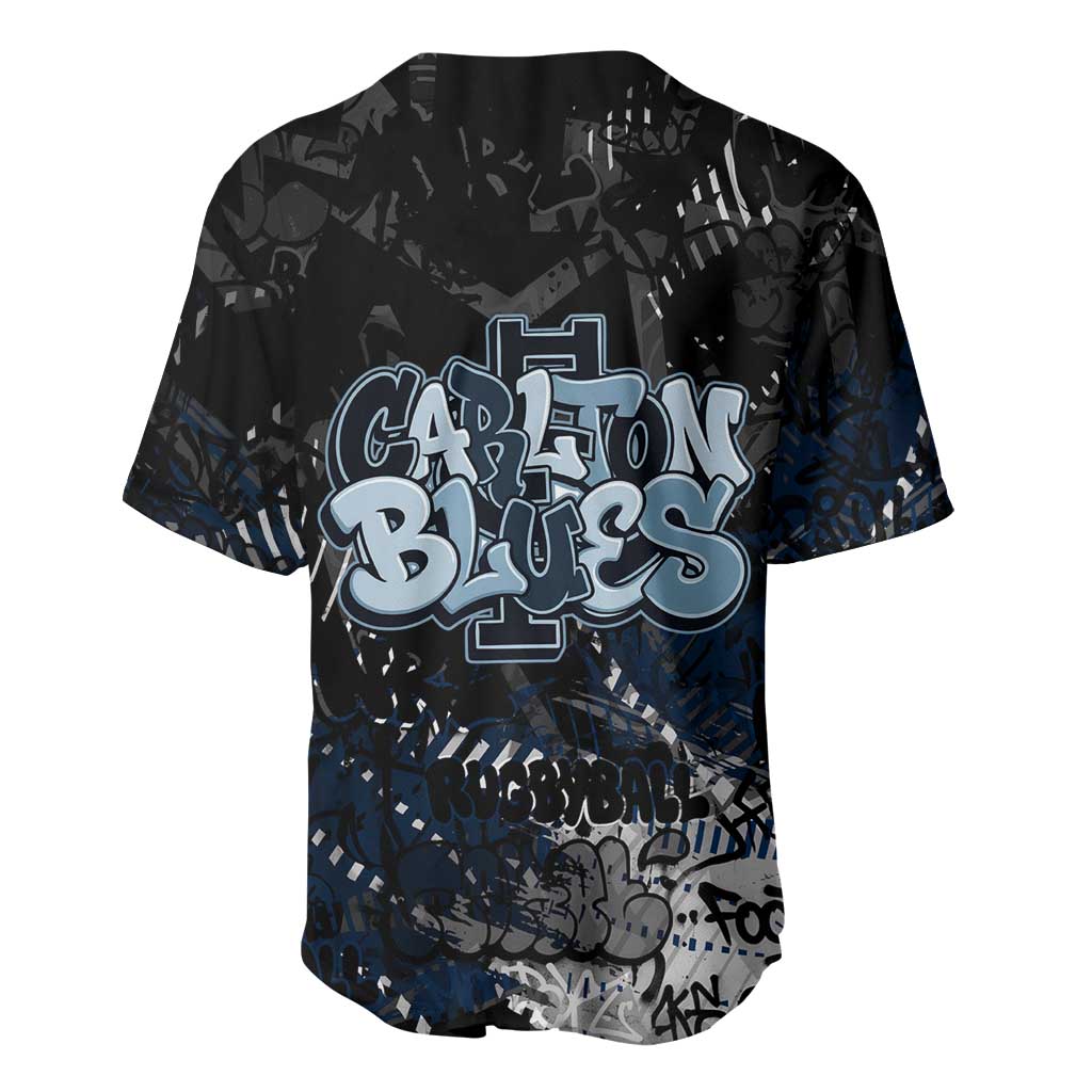 Carlton Blues Baseball Jersey Urban Graffiti Street Art - Bold Abstract Spray Paint