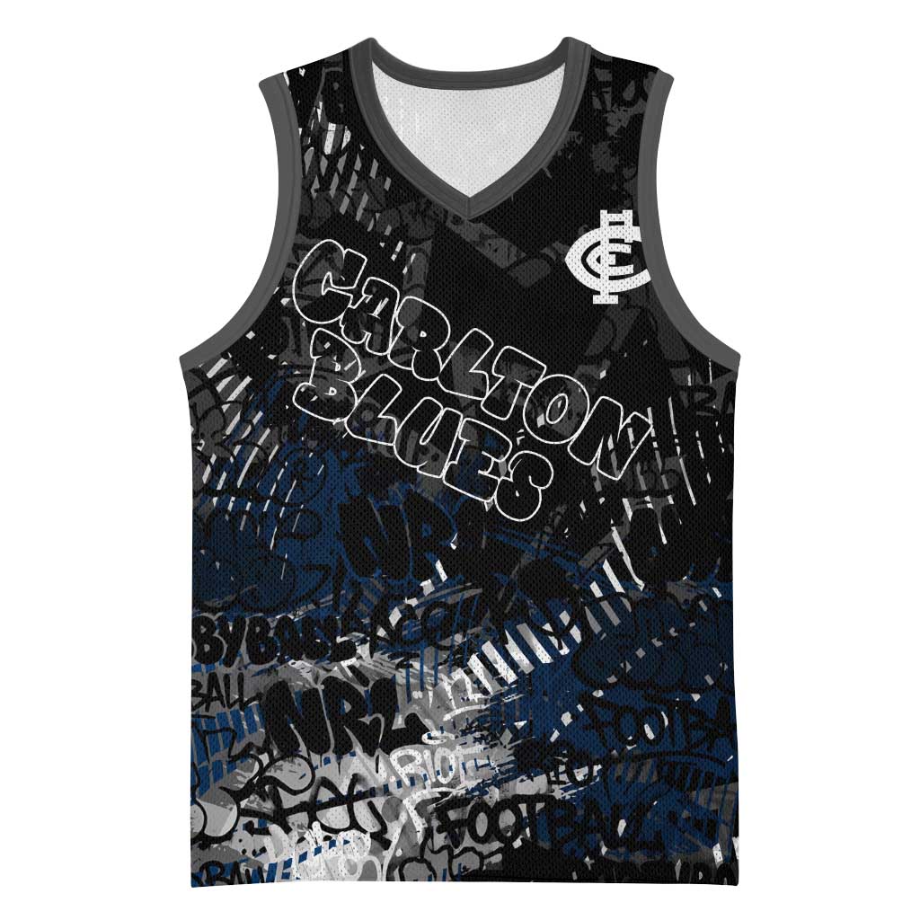 Carlton Blues Basketball Jersey Urban Graffiti Street Art - Bold Abstract Spray Paint