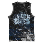Carlton Blues Basketball Jersey Urban Graffiti Street Art - Bold Abstract Spray Paint