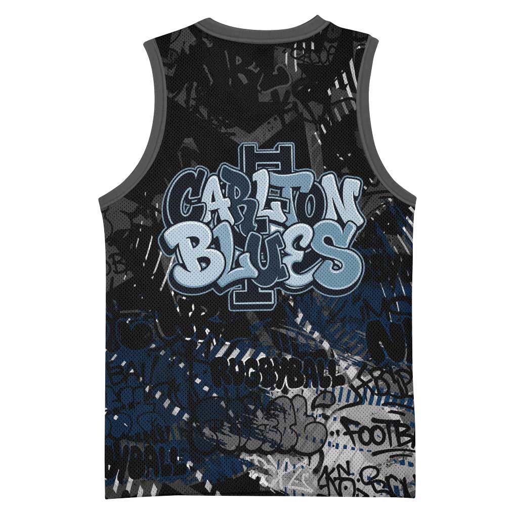 Carlton Blues Basketball Jersey Urban Graffiti Street Art - Bold Abstract Spray Paint