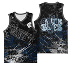 Carlton Blues Basketball Jersey Urban Graffiti Street Art - Bold Abstract Spray Paint