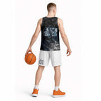 Carlton Blues Basketball Jersey Urban Graffiti Street Art - Bold Abstract Spray Paint