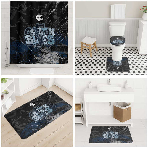 Carlton Blues Bathroom Set Urban Graffiti Street Art - Bold Abstract Spray Paint