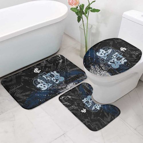 Carlton Blues Bathroom Set Urban Graffiti Street Art - Bold Abstract Spray Paint