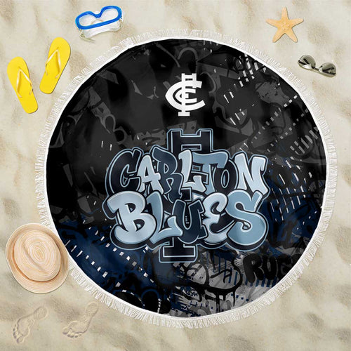 Carlton Blues Beach Blanket Urban Graffiti Street Art - Bold Abstract Spray Paint