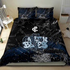 Carlton Blues Bedding Set Urban Graffiti Street Art - Bold Abstract Spray Paint