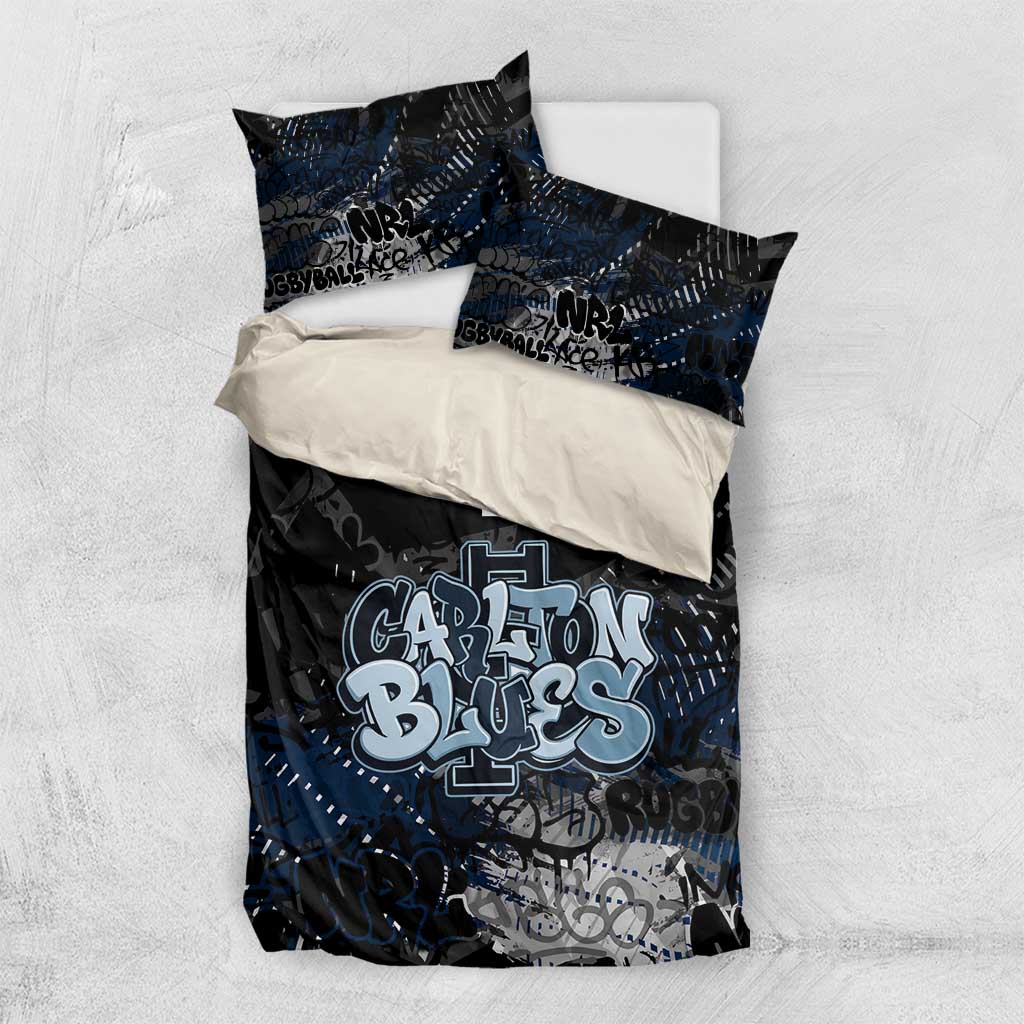 Carlton Blues Bedding Set Urban Graffiti Street Art - Bold Abstract Spray Paint