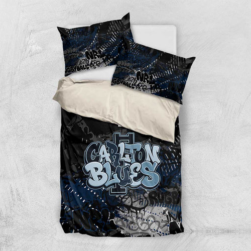 Carlton Blues Bedding Set Urban Graffiti Street Art - Bold Abstract Spray Paint