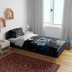 Carlton Blues Bedding Set Urban Graffiti Street Art - Bold Abstract Spray Paint