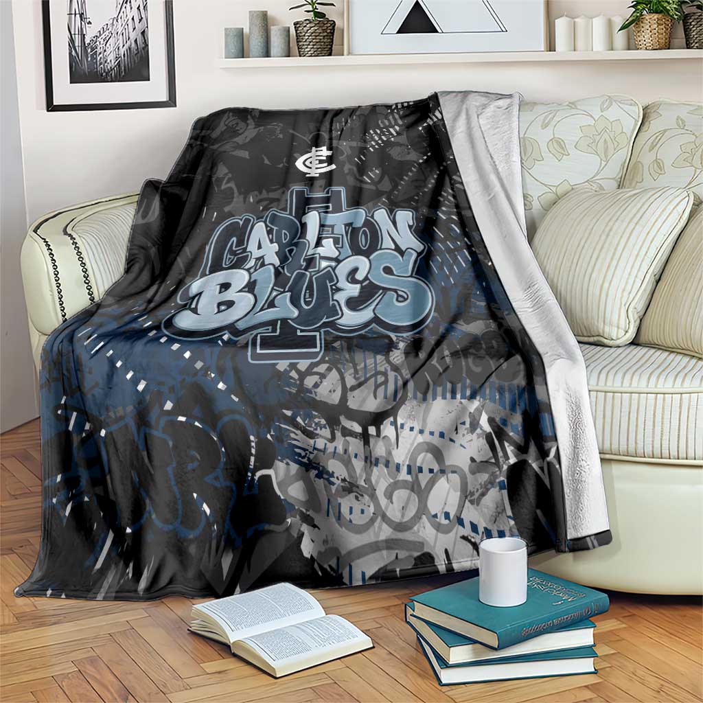 Carlton Blues Blanket Urban Graffiti Street Art - Bold Abstract Spray Paint