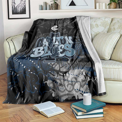 Carlton Blues Blanket Urban Graffiti Street Art - Bold Abstract Spray Paint