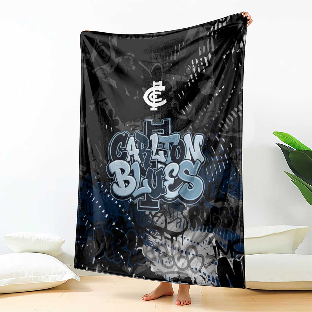 Carlton Blues Blanket Urban Graffiti Street Art - Bold Abstract Spray Paint