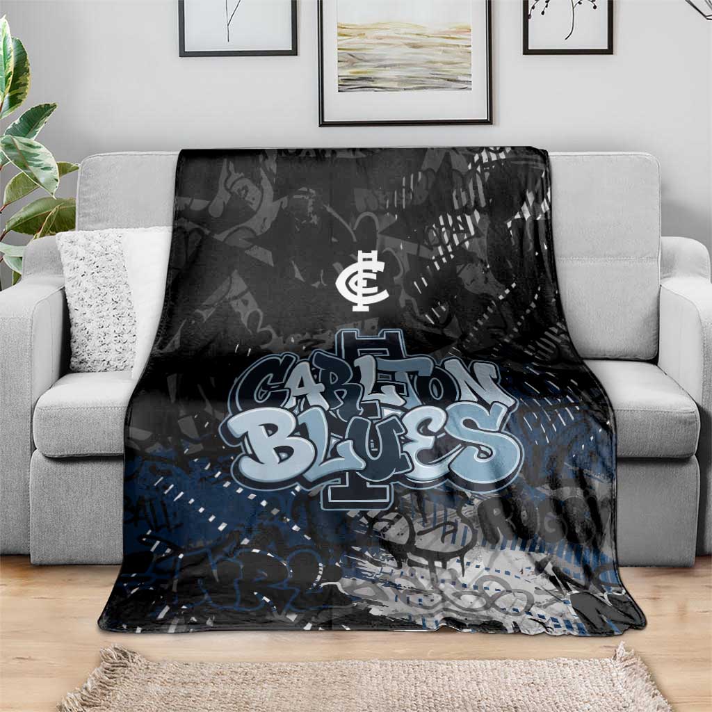 Carlton Blues Blanket Urban Graffiti Street Art - Bold Abstract Spray Paint