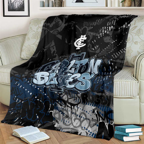Carlton Blues Blanket Urban Graffiti Street Art - Bold Abstract Spray Paint