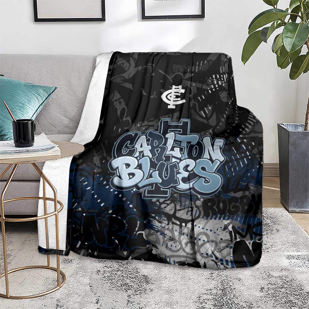 Carlton Blues Blanket Urban Graffiti Street Art - Bold Abstract Spray Paint