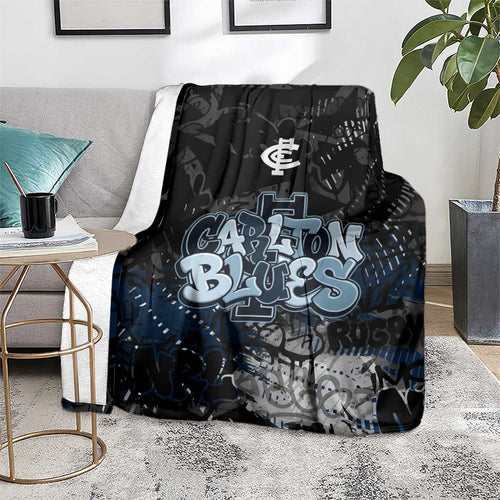Carlton Blues Blanket Urban Graffiti Street Art - Bold Abstract Spray Paint