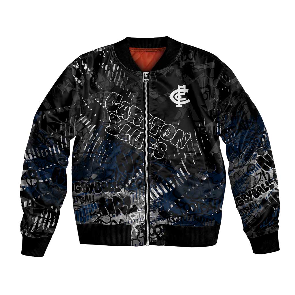 Carlton Blues Bomber Jacket Urban Graffiti Street Art - Bold Abstract Spray Paint