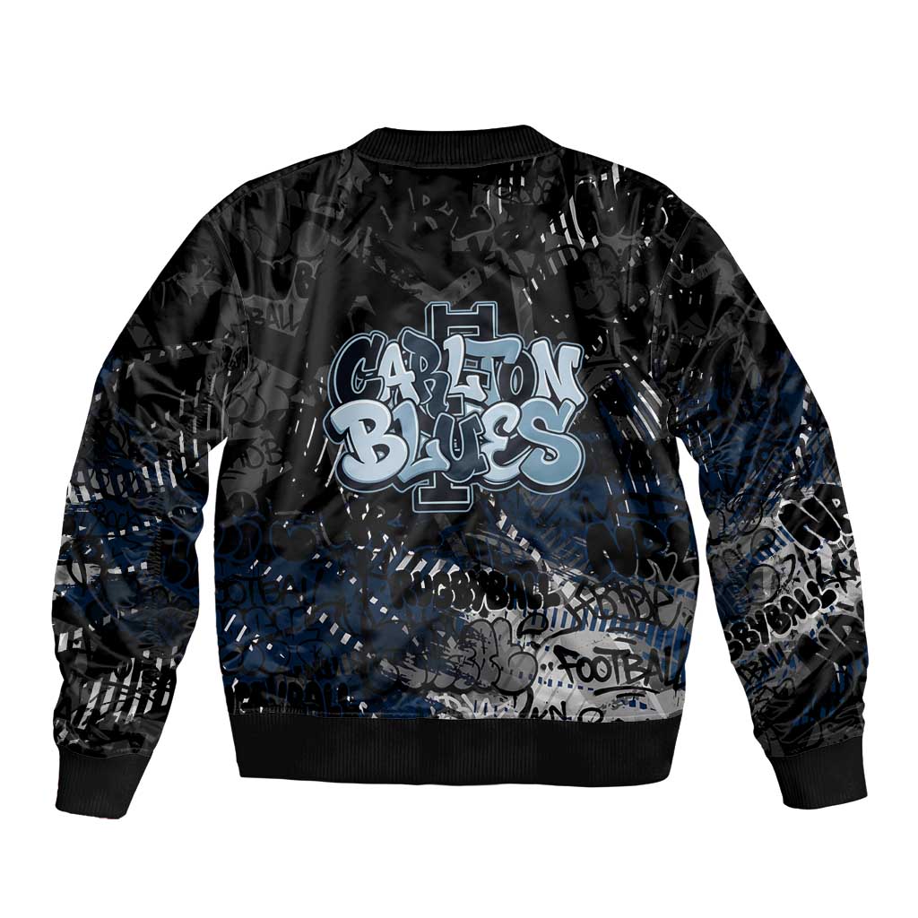 Carlton Blues Bomber Jacket Urban Graffiti Street Art - Bold Abstract Spray Paint