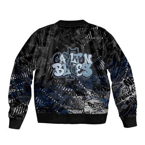 Carlton Blues Bomber Jacket Urban Graffiti Street Art - Bold Abstract Spray Paint