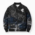 Carlton Blues Bomber Puffer Jacket Urban Graffiti Street Art - Bold Abstract Spray Paint