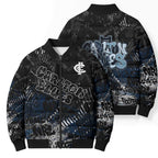 Carlton Blues Bomber Puffer Jacket Urban Graffiti Street Art - Bold Abstract Spray Paint