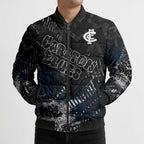 Carlton Blues Bomber Puffer Jacket Urban Graffiti Street Art - Bold Abstract Spray Paint