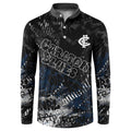 Carlton Blues Button Sweatshirt Urban Graffiti Street Art - Bold Abstract Spray Paint